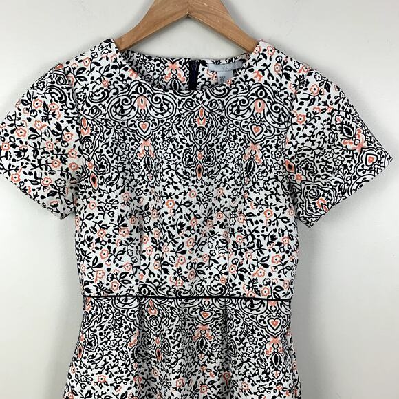 H&M Jacquard Floral Patterend Brocade Sheath Dress Blue Orange 4 S Small - Picture 3 of 11